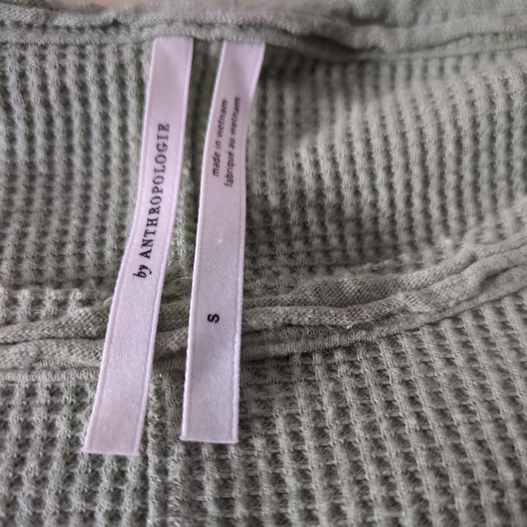 Anthropologie Nori Waffle Thermal Top Long Sleeve Oversized Sage Green Size Sm - Picture 6 of 9